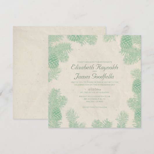 Invitations de mariage du cône de pin blanc (Devant / Derrière)