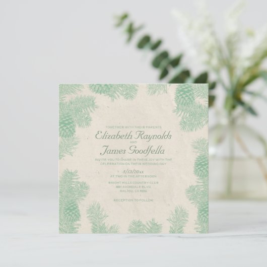 Invitations de mariage du cône de pin blanc (Debout devant)