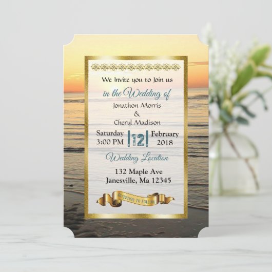 Invitations de mariage du coucher de soleil sur l' (Debout devant)