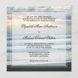 Invitations de mariage du coucher du soleil sur la