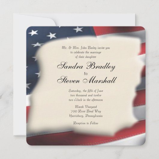 Invitations de mariage du drapeau américain (Devant)