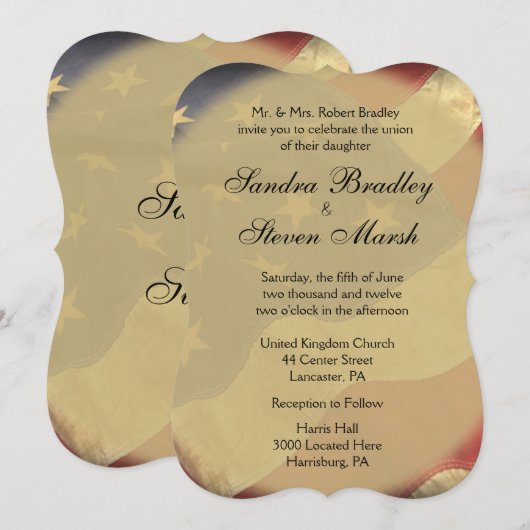 Invitations de mariage du drapeau américain (Devant / Derrière)
