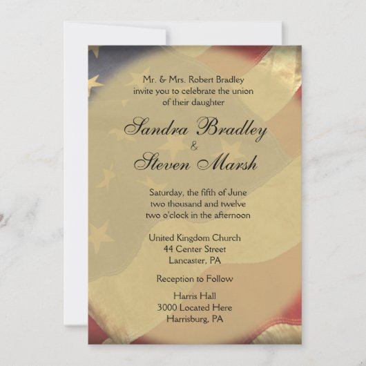 Invitations de mariage du drapeau américain (Devant)