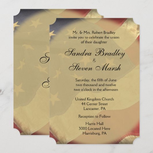 Invitations de mariage du drapeau américain (Devant / Derrière)
