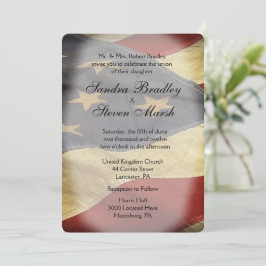 Invitations de mariage du drapeau américain (Debout devant)