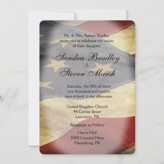 Invitations de mariage du drapeau américain (Devant)