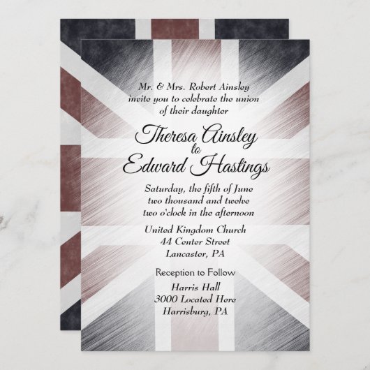 Invitations de mariage du drapeau britannique en d (Devant / Derrière)
