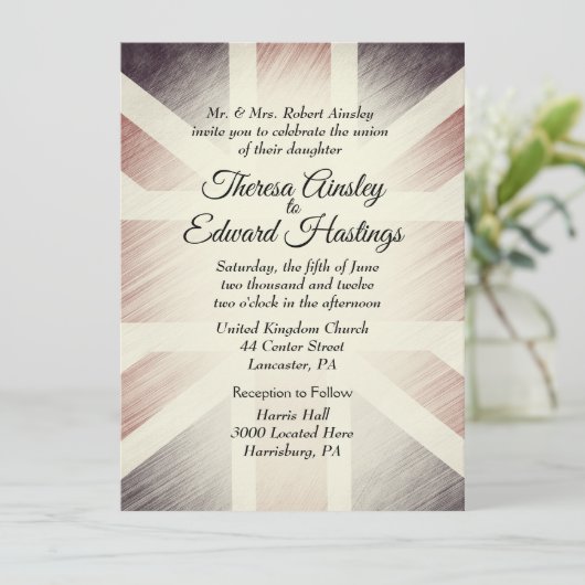 Invitations de mariage du drapeau britannique en d (Debout devant)