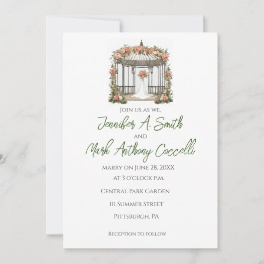 Invitations de mariage du jardin Gazebo avec des R (Devant)