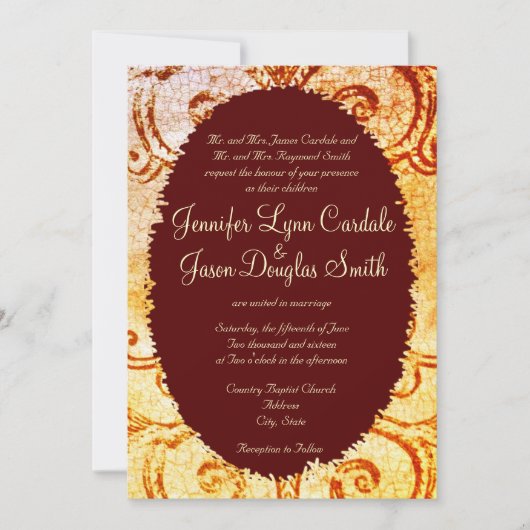Invitations de mariage du maron rustique du Shabby (Devant)