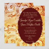 Invitations de mariage du maron rustique du Shabby (Devant / Derrière)