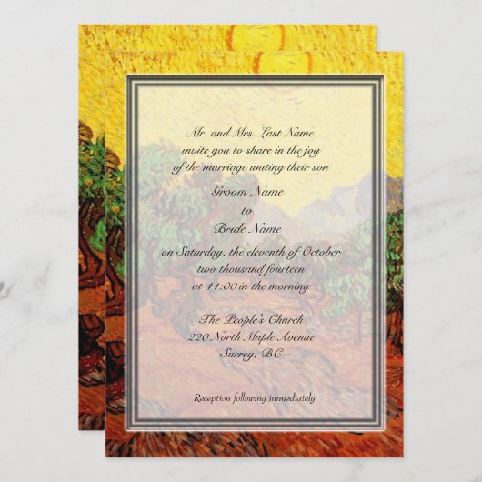 Invitations de mariage du parent de chambre (Devant / Derrière)