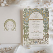 Invitations de mariage du pavot Art Nouveau par Mu