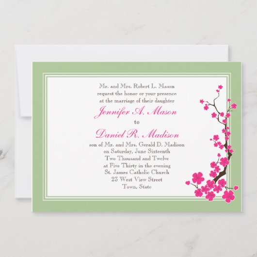 Invitations de mariage du printemps | Pink Dogwood (Devant)