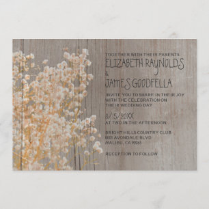 Invitations de mariage du souffle du bébé rustique