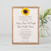 Invitations de mariage du tournesol de Burlap en R (Debout devant)