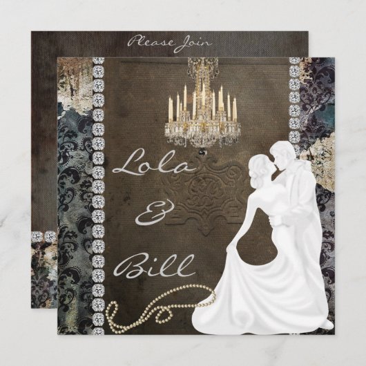 INVITATIONS DE MARIAGE D'UN CHANDELIER À Bling ant (Devant / Derrière)