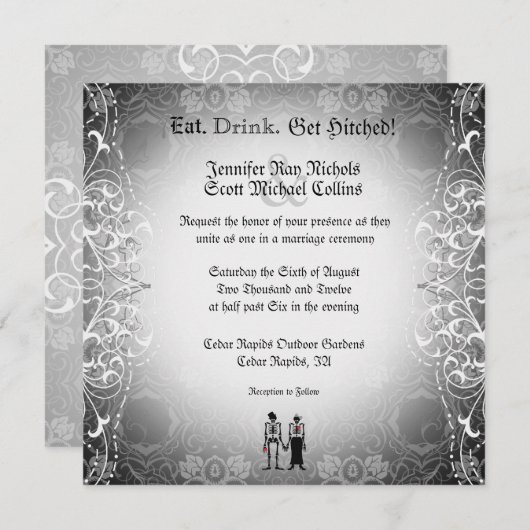 Invitations de mariage d'une mariée de squelette g (Devant / Derrière)