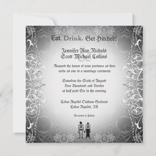 Invitations de mariage d'une mariée de squelette g (Devant)
