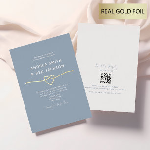 Invitations de mariage Dusty Blue et Gold Foil