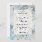 Invitations de mariage Dusty Blue et Gold Marble (Devant)