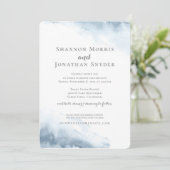 Invitations de mariage Dusty Blue Watercolor (Debout devant)