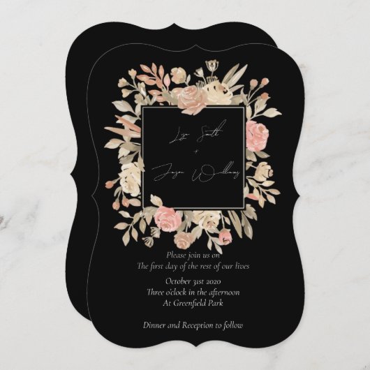 Invitations de mariage Dusty Rose Boho (Devant / Derrière)