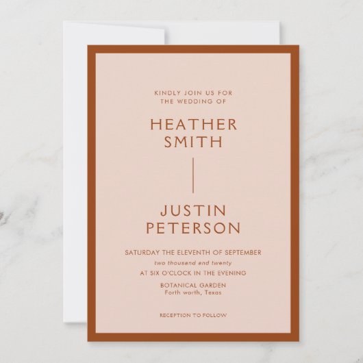 Invitations de mariage Earthy Terracotta modernes (Devant)