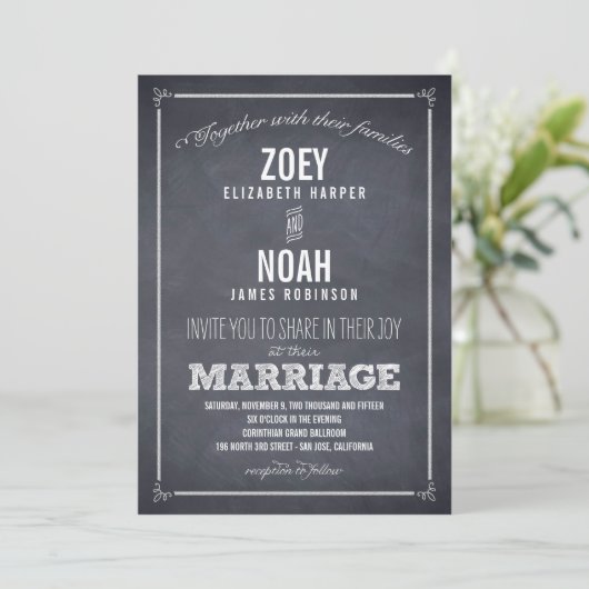 Invitations de mariage élégamment marquées (Debout devant)