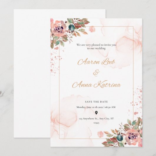 Invitations de mariage élégantes (Devant / Derrière)
