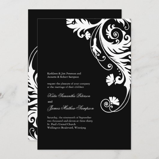 Invitations de mariage élégantes (Devant / Derrière)