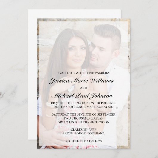 Invitations de mariage élégantes (Devant / Derrière)