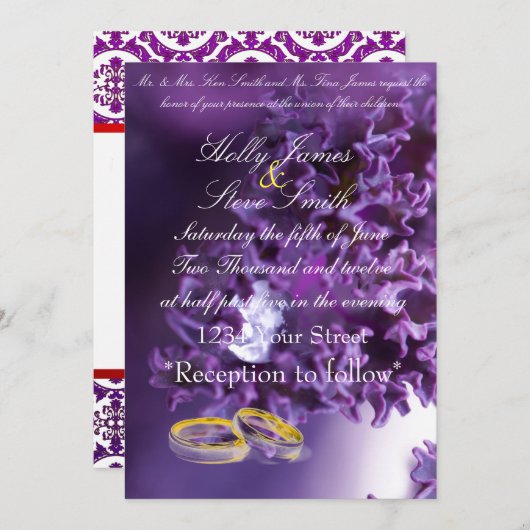 Invitations de mariage élégantes (Devant / Derrière)