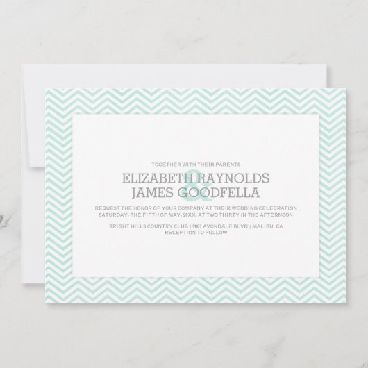 Invitations de mariage élégantes à Zigzag (Devant)