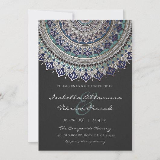 Invitations de mariage élégantes Mandala (Devant)
