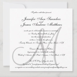 Invitations de mariage élégantes Monogramme Noms i