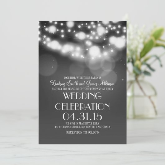 Invitations de mariage élégants gris (Debout devant)