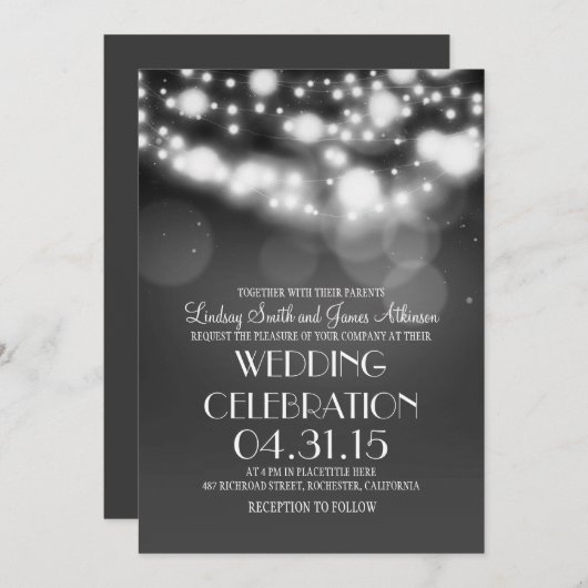 Invitations de mariage élégants gris (Devant / Derrière)