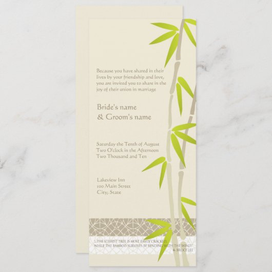 Invitations de mariage en bambou (Devant / Derrière)