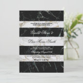 Invitations de mariage en bande Noir & Marbre blan (Debout devant)