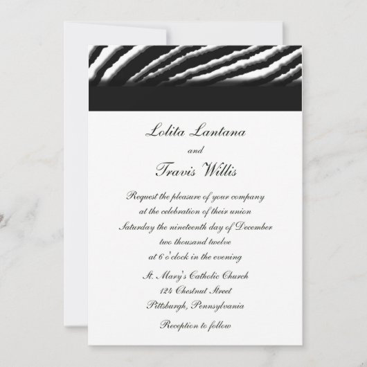 Invitations de mariage en bande Zebra (Devant)