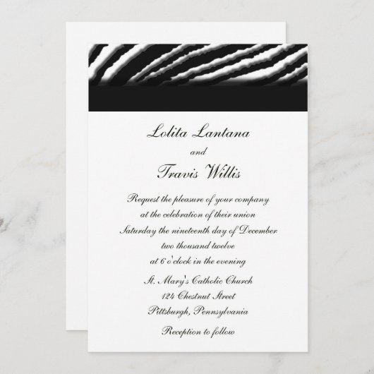 Invitations de mariage en bande Zebra (Devant / Derrière)