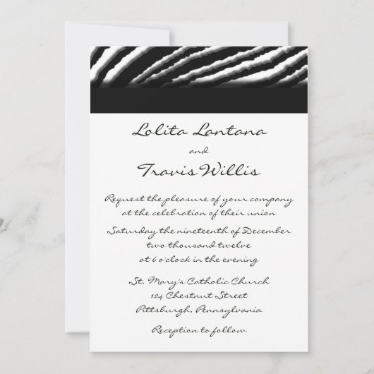 Invitations de mariage en bande Zebra (Devant)