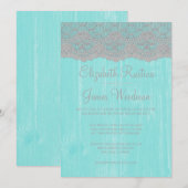 Invitations de mariage en bois de dentelle rustiqu (Devant / Derrière)