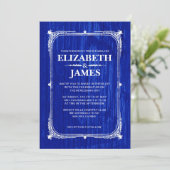 Invitations de mariage en bois de la marine Blue R (Debout devant)