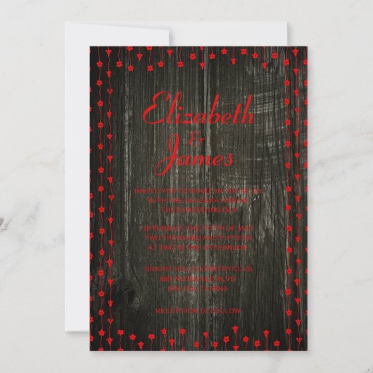 Invitations de mariage en bois de l'étable noir et (Devant)