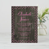 Invitations de mariage en bois rose et noir rustiq (Debout devant)
