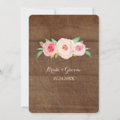 Invitations de mariage en bois rose floral (Devant)