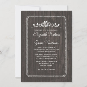 Invitations de mariage en bois Vintage noir blanc