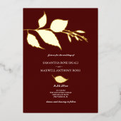 Invitations de mariage en Bourgogne et or (Recto)